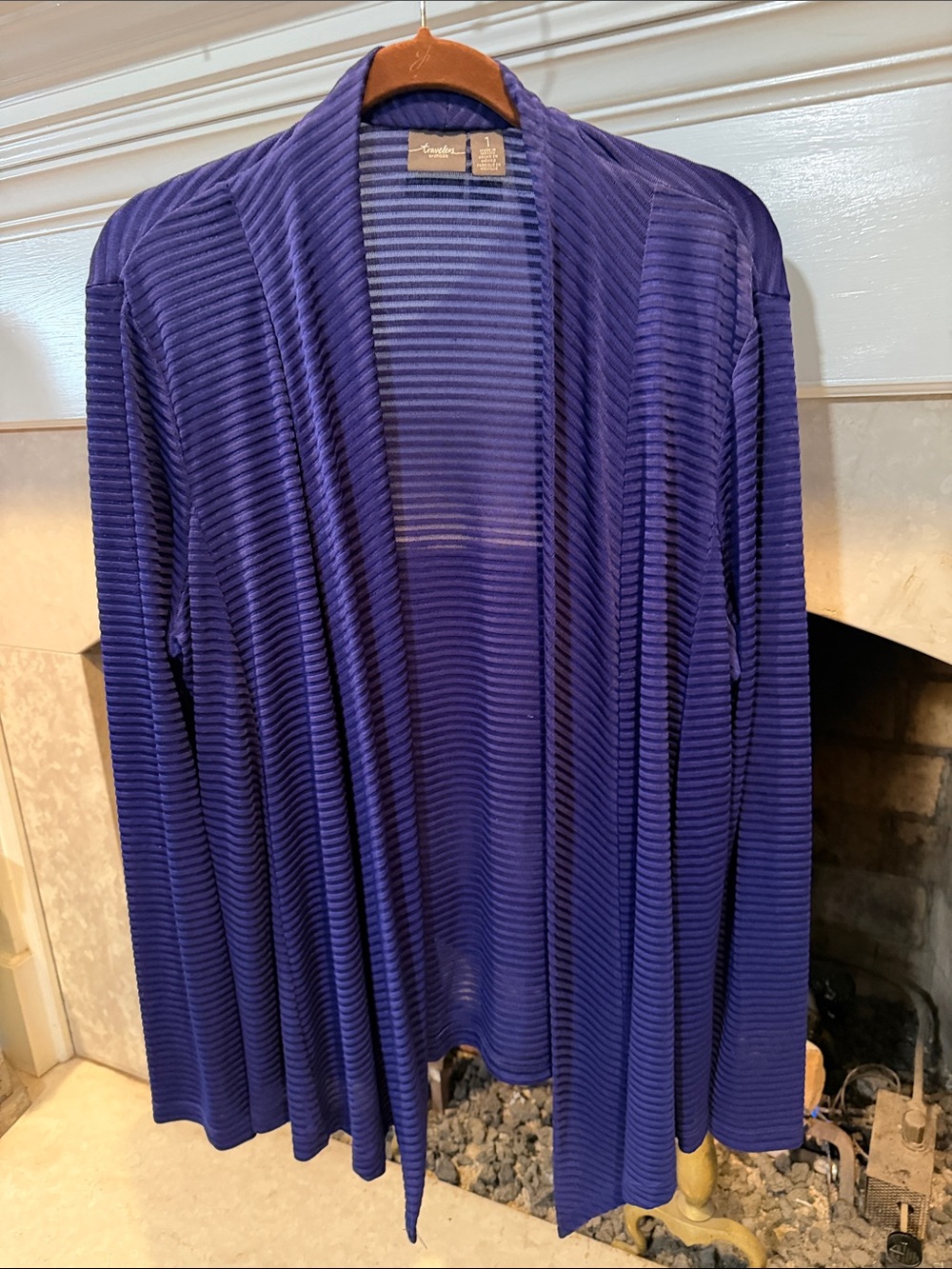 Travelers by Chico's Ribbed Open-Front Cardigan - Purple